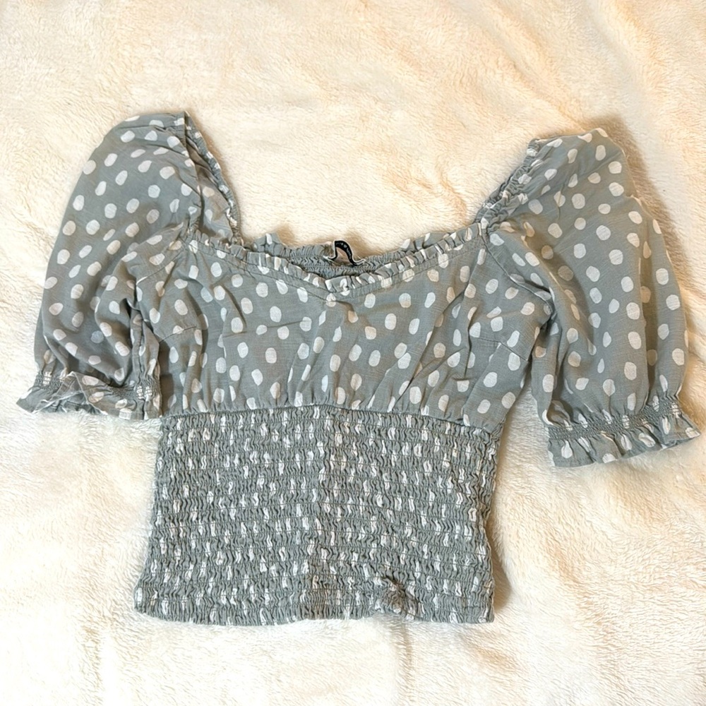 Abercrombie Puff Sleeve Smocked Top